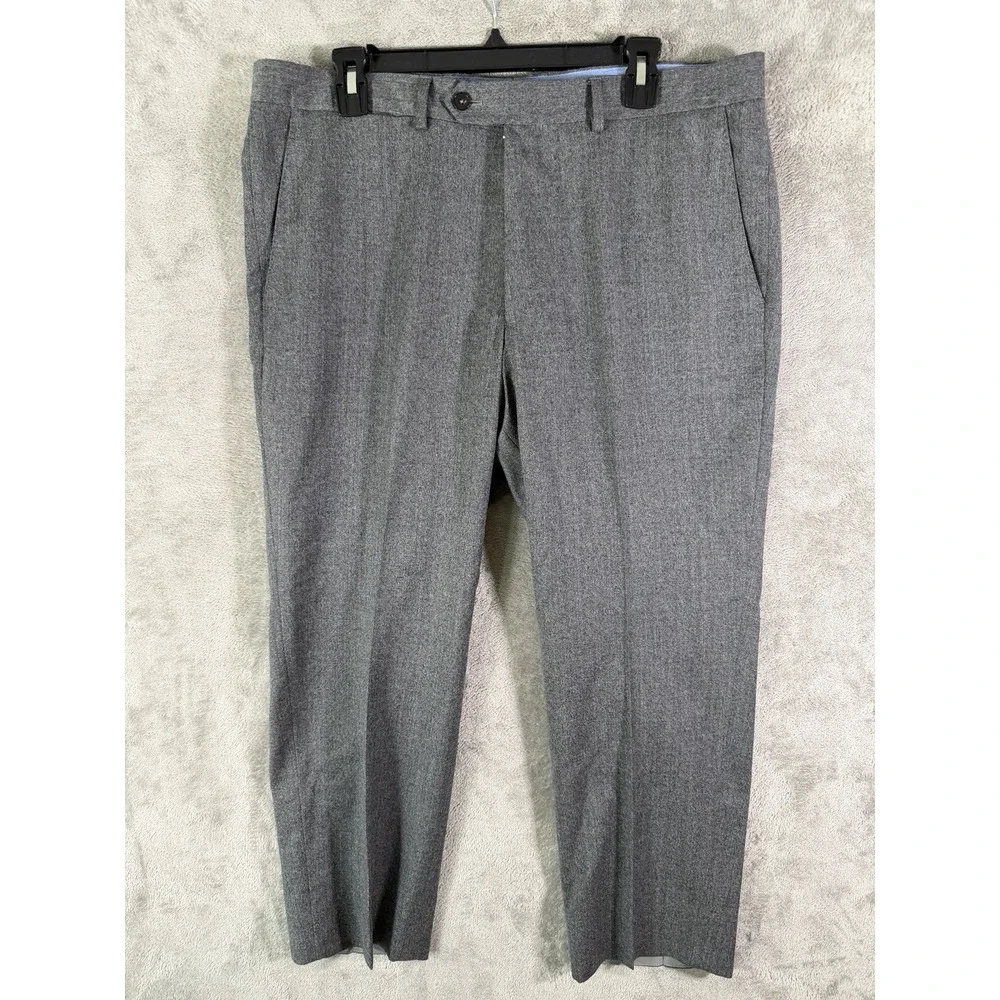 Peter Manning Dress Pants‎ Mens 36x26 Gray 100% Wool Portugal Flat Front